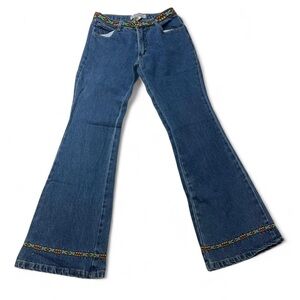 Vintage Andrews Blues Boho Western Aztec Flare Jeans in Blue